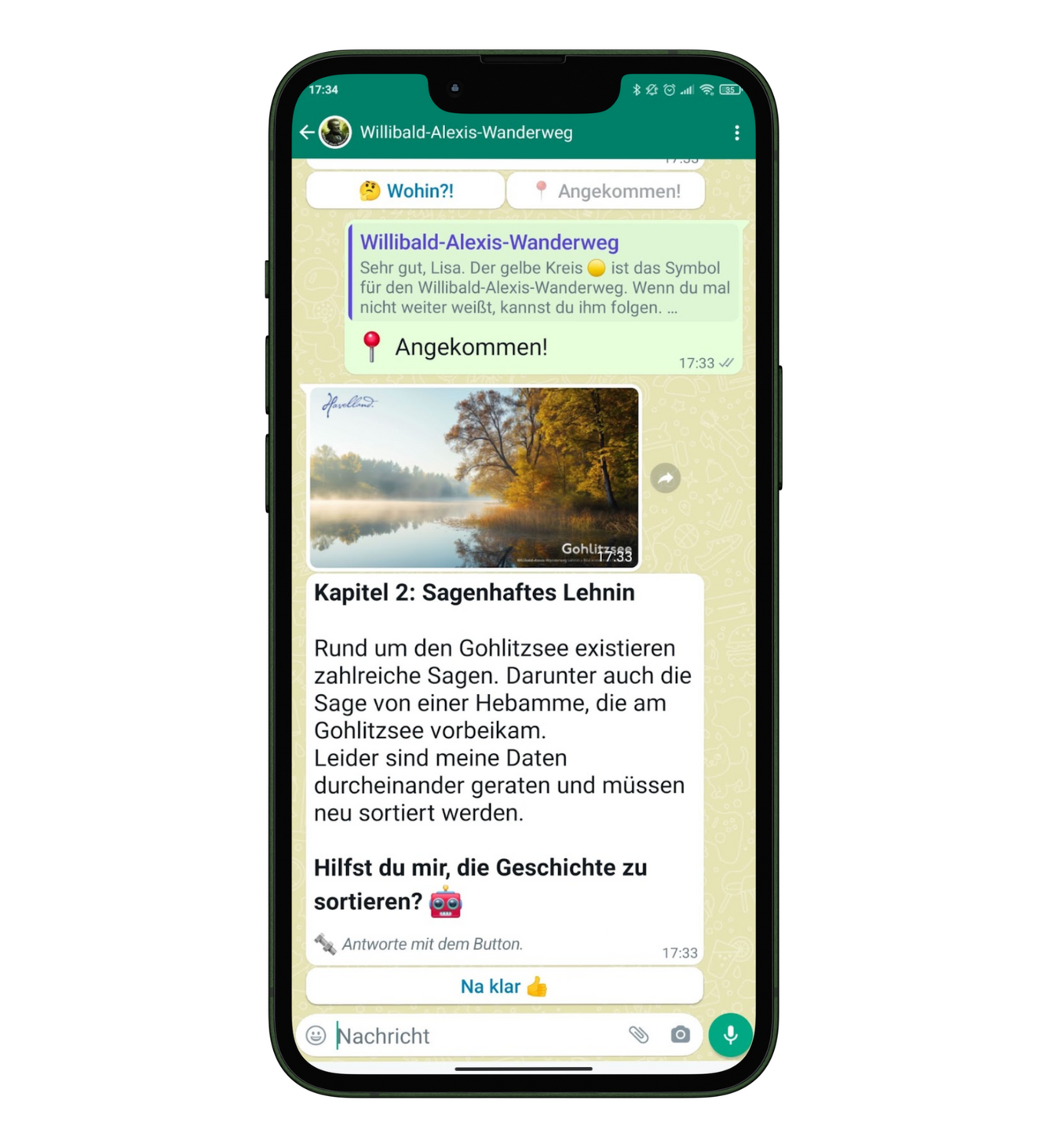 Ein Smartphone mit einem Bild in WhatsApp