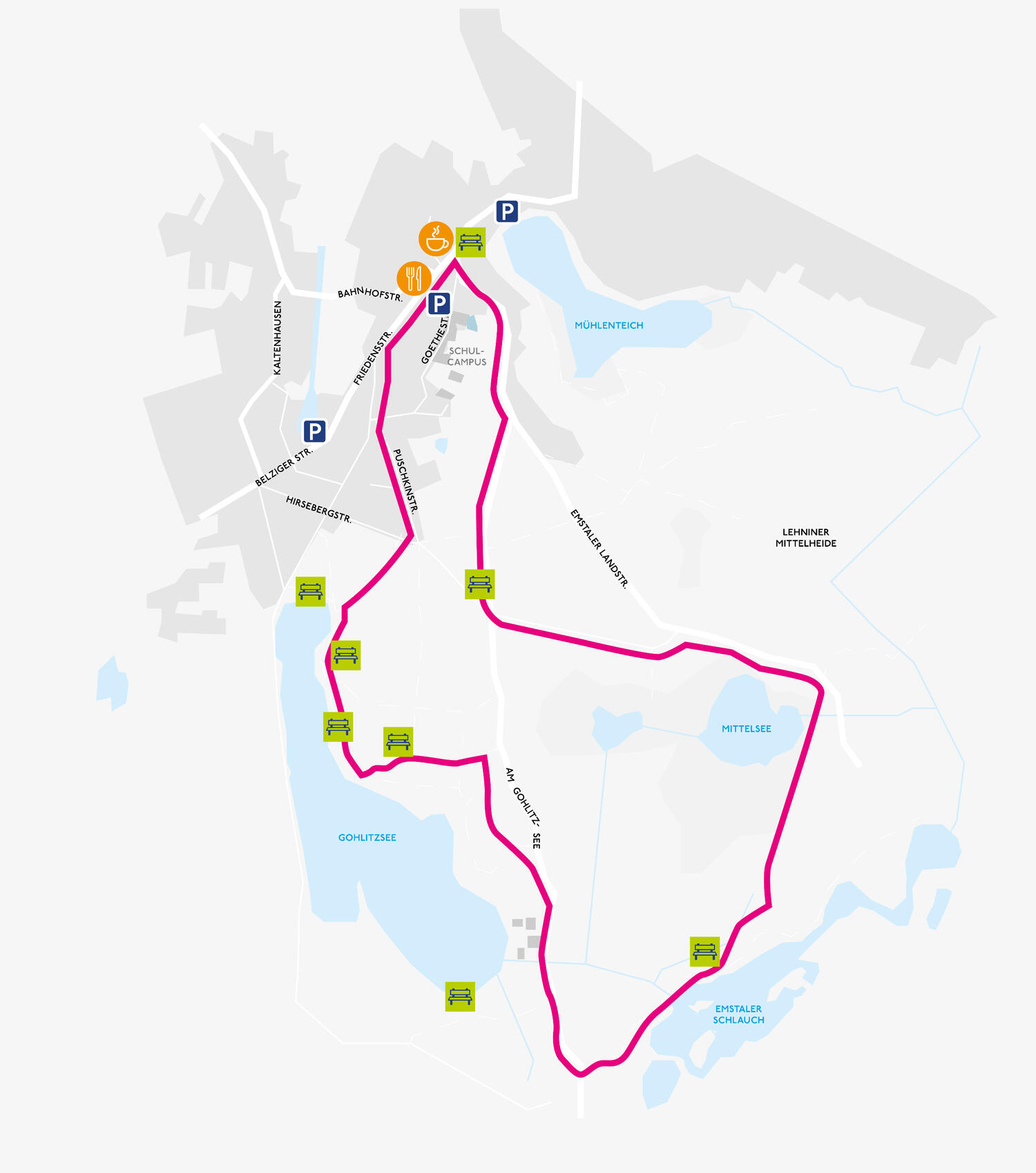Eine Wanderkarte entlang des Willibald Alexis Wanderweges
